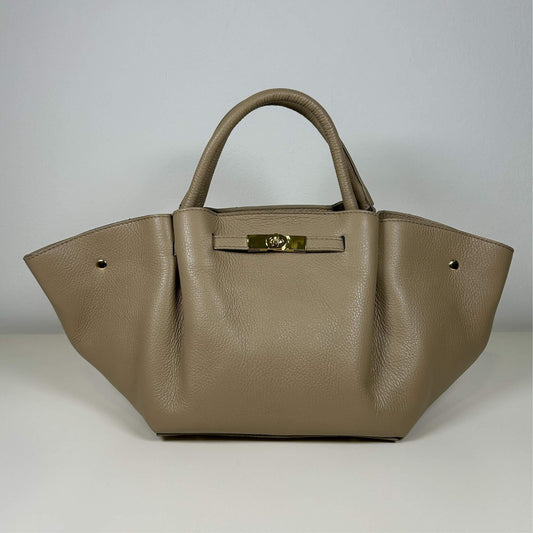THE MIDI LONDON - LEATHER TOTE BAG DARK SAND