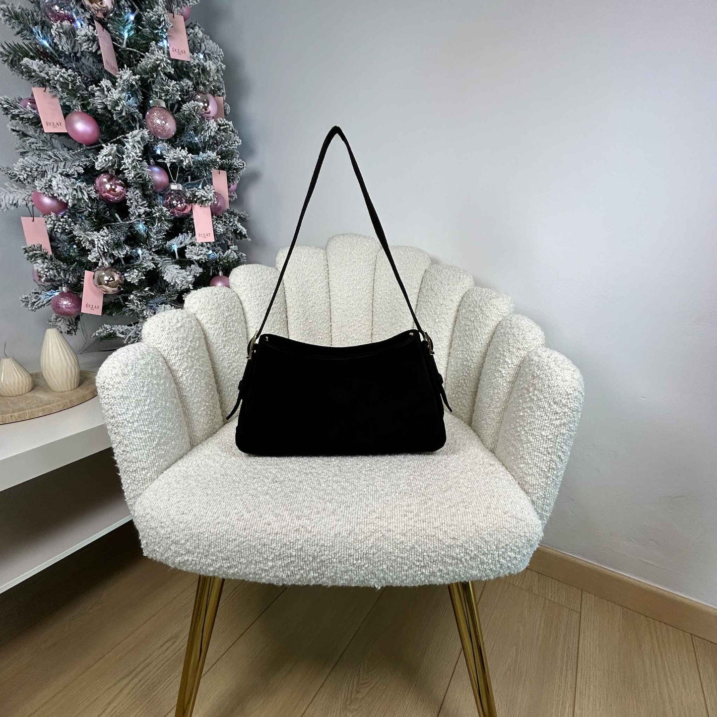 BEATRIX - VELVET SHOULDER BAG BLACK