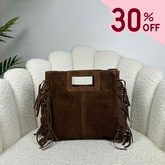 MAYA BOHO FRINGE BAG - MOKA