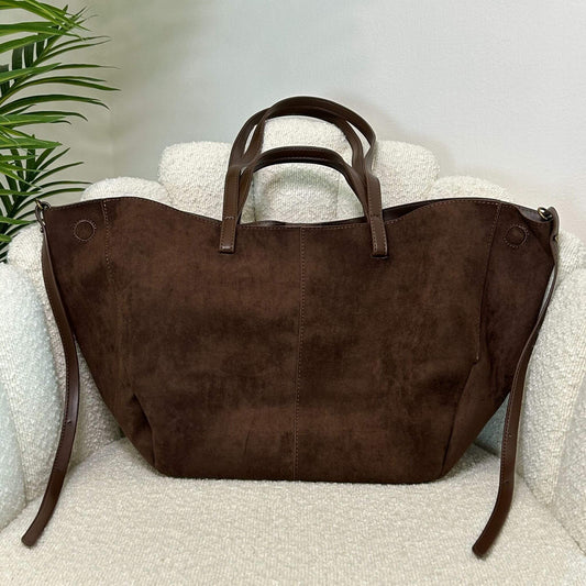 MIA- SUEDE BAG DARK CHOCOLATE