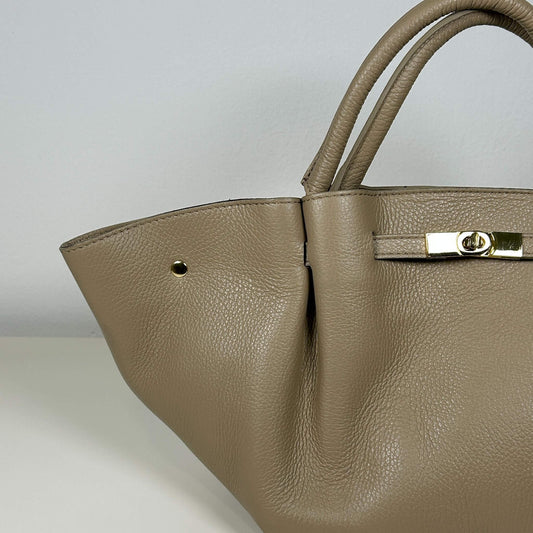 THE MIDI LONDON - LEATHER TOTE BAG DARK SAND