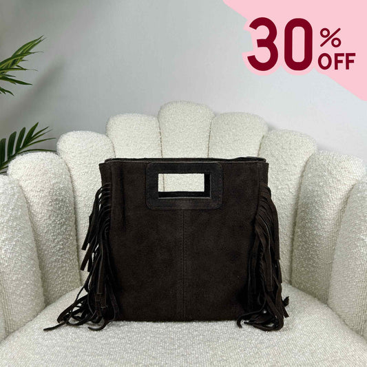 MAYA BOHO FRINGE BAG - DARK CHOCOLATE