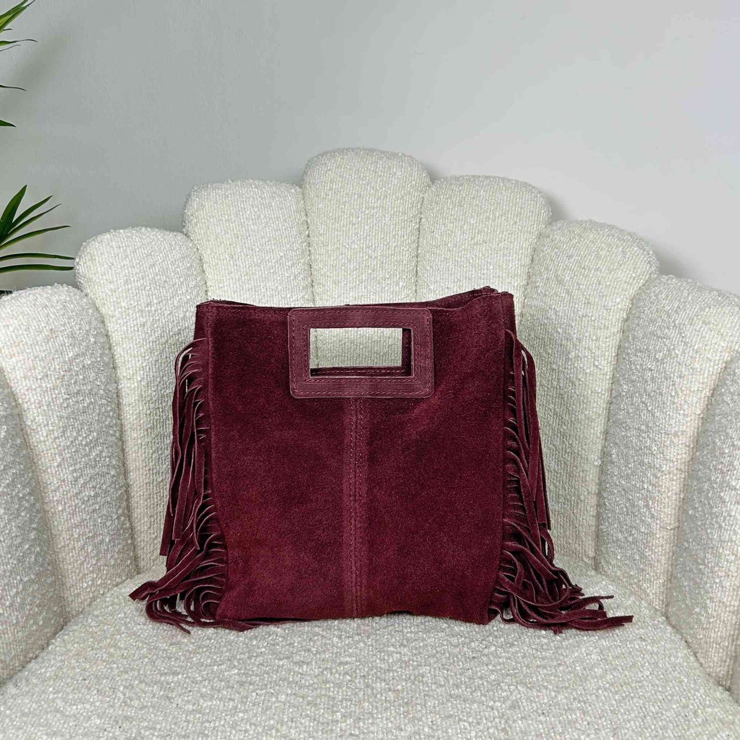 MAYA BOHO FRINGE BAG - BURGUNDY