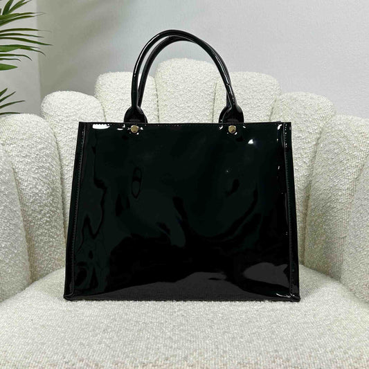 CASSANDRE SHINY TOTE BAG - GLOSSY BLACK