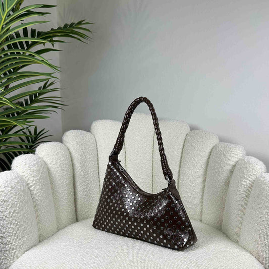 GRACE GLOSSY MINI BAG - BLACKISH BURGUNDY