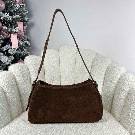 BEATRIX - VELVET SHOULDER BAG COFFEE BROWN