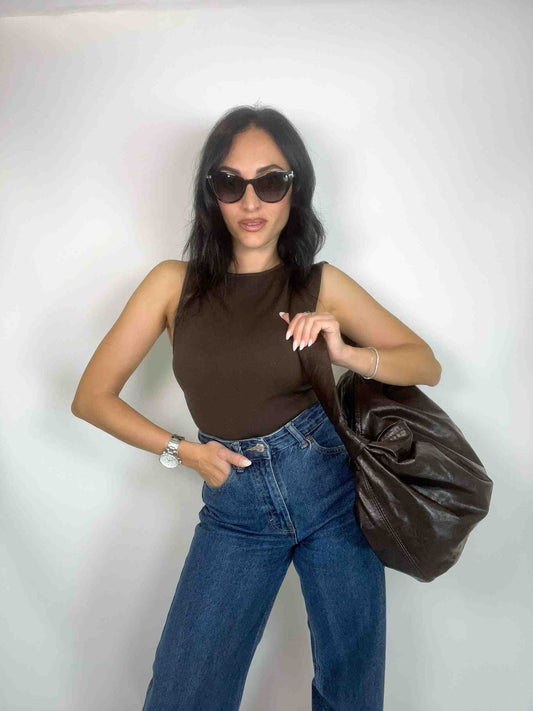 EVELYN SOFT HOBO BAG - DARK CHOCOLATE