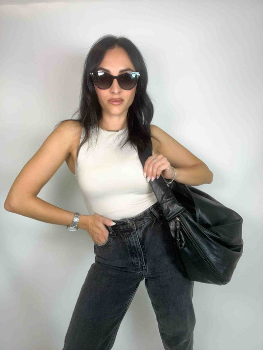 EVELYN SOFT HOBO BAG - BLACK