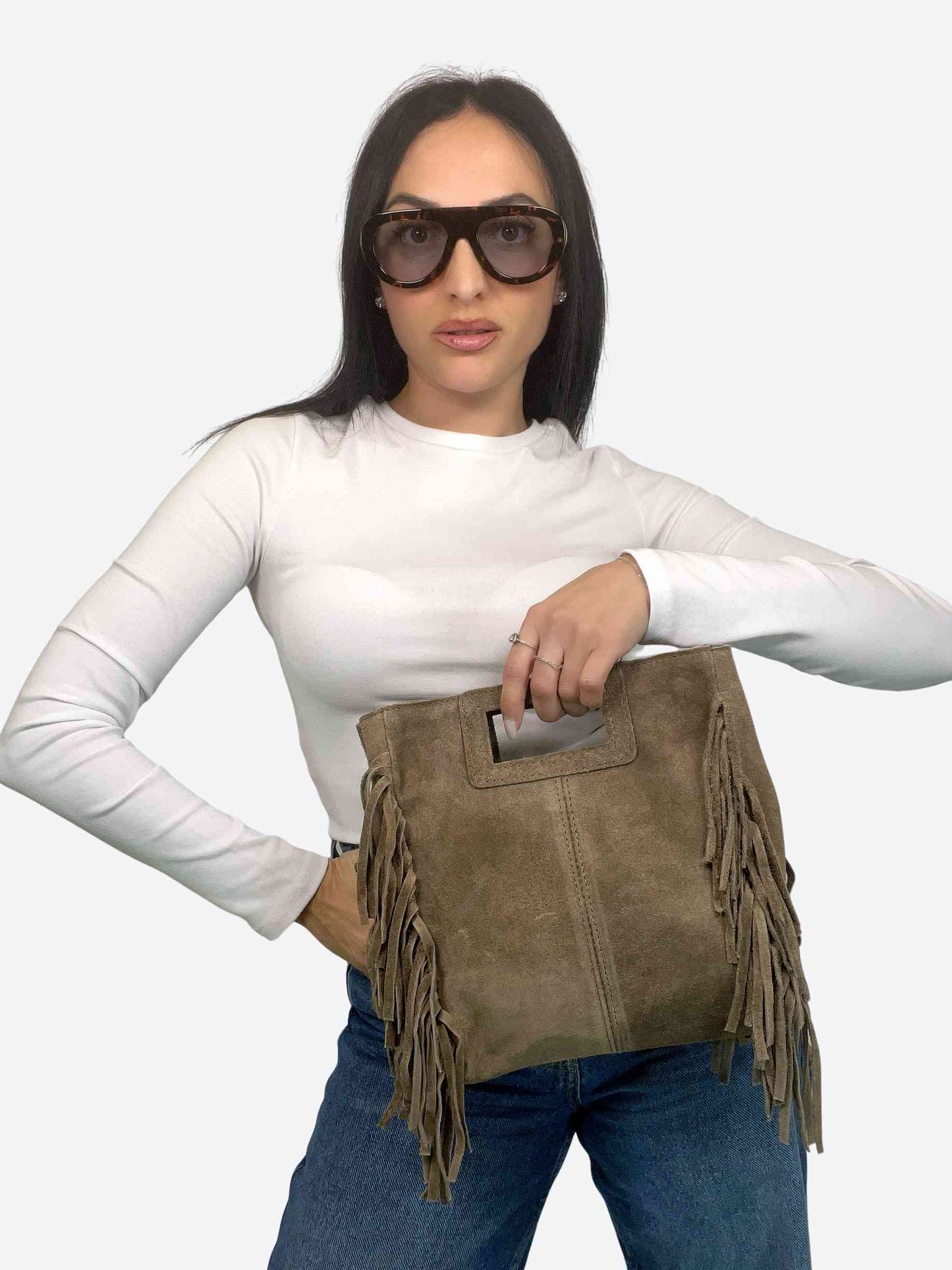 MAYA BOHO FRINGE BAG - SANDSTONE