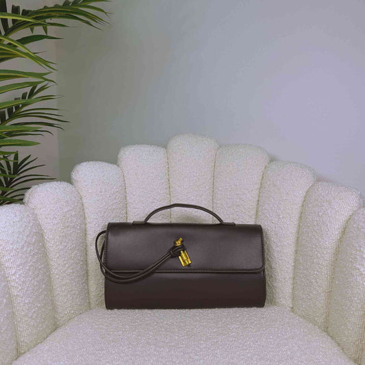 CHLOE CLUTCH BAG - DARK BROWN