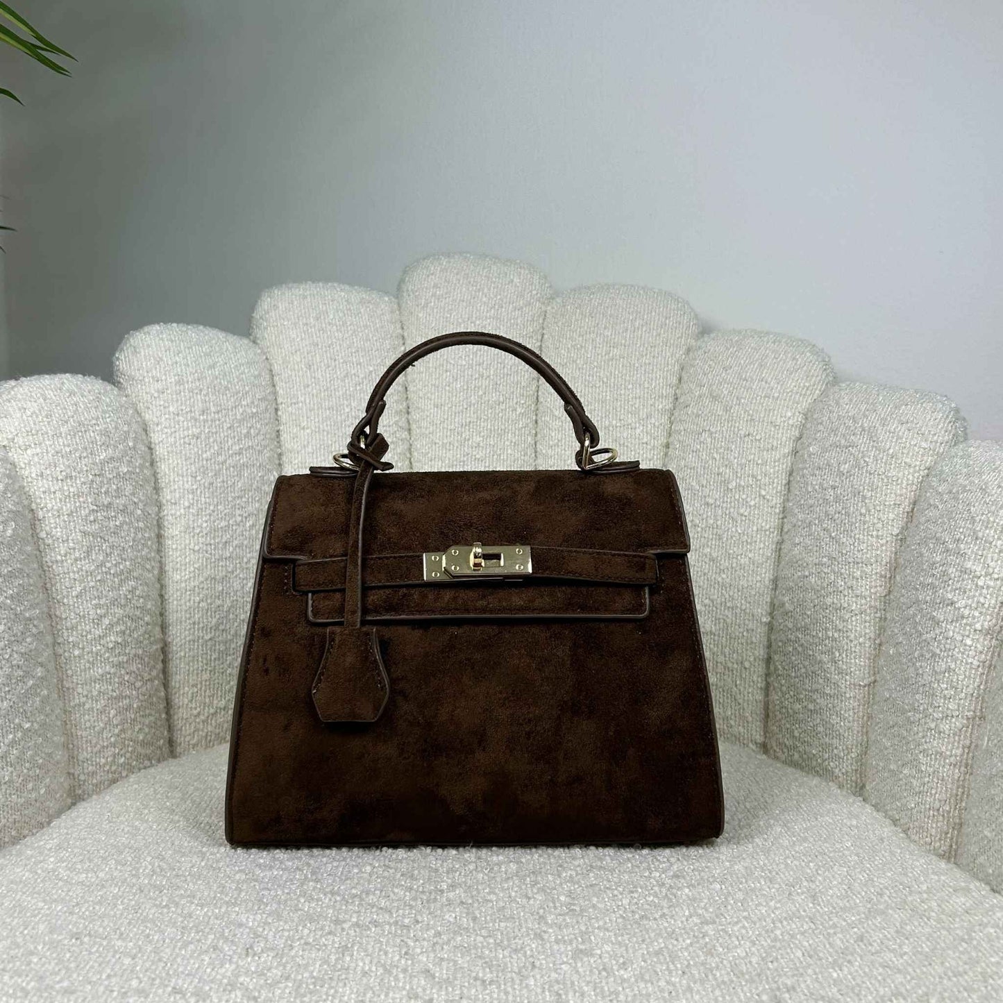 KELLY MIDI SUEDE BAG - ESPRESSO