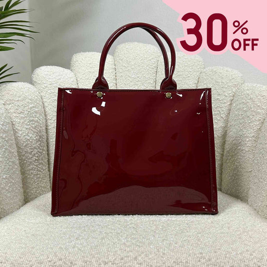 CASSANDRE SHINY TOTE BAG - GLOSSY BURGUNDY