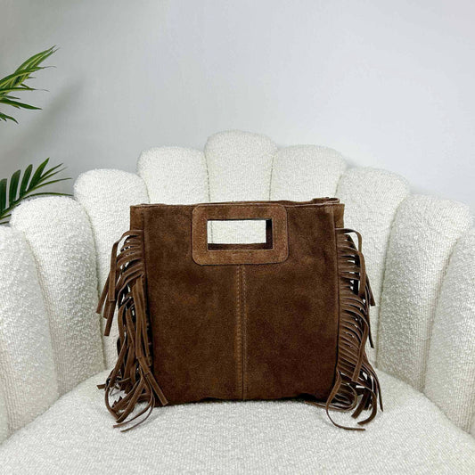 MAYA BOHO FRINGE BAG - MOKA