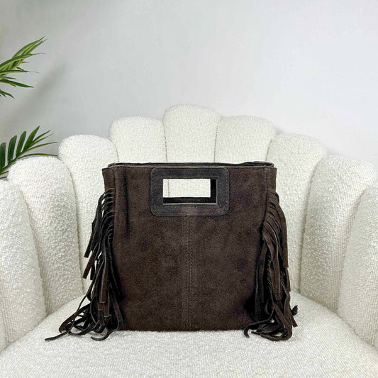 MAYA BOHO FRINGE BAG - DARK CHOCOLATE