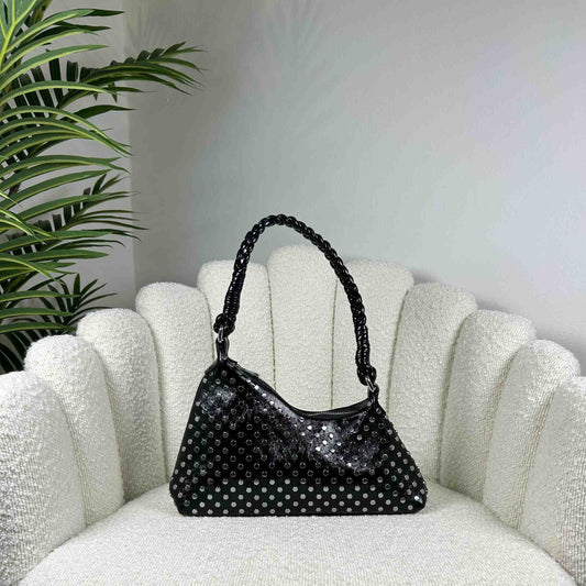 GRACE GLOSSY MINI BAG - BLACK