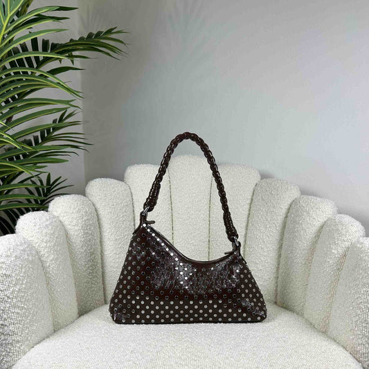 GRACE GLOSSY MINI BAG - BLACKISH BURGUNDY