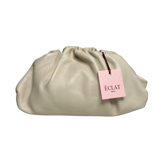 Mini pouch avorio in pelle stile Bottega Veneta, clutch elegante ÉCLAT Bags fatta a mano