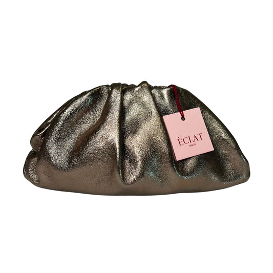 Mini pouch in pelle color bronzo stile Bottega Veneta, clutch elegante ÉCLAT Bags fatta a mano

